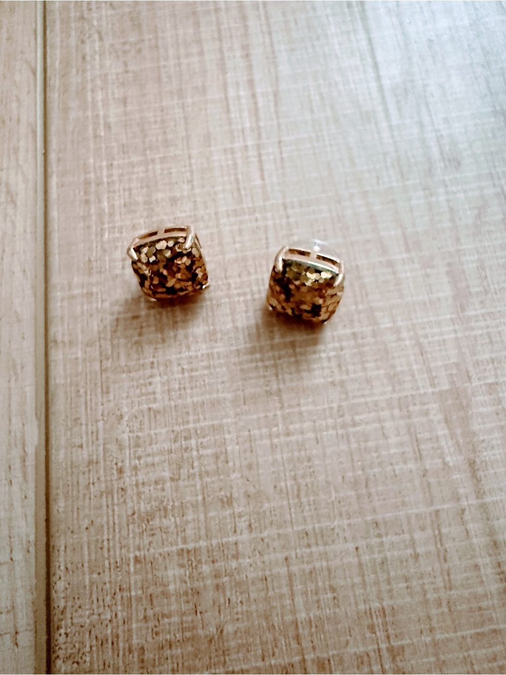 kate spade Gold Glitter Square Stud Earrings